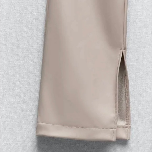 Zara Faux Leather Pants with Slit - Picture 2 of 2